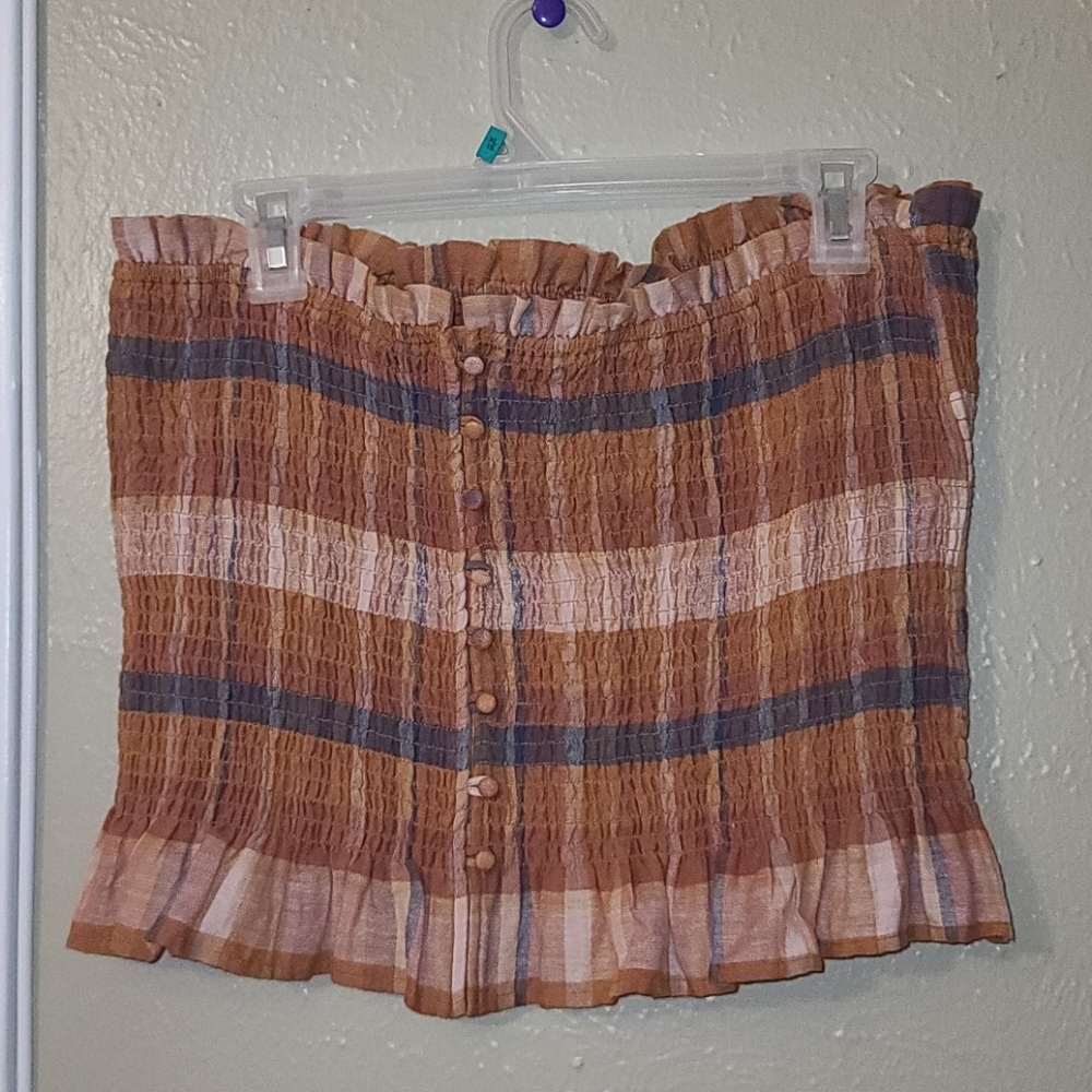 Cute brown n blue  crop top